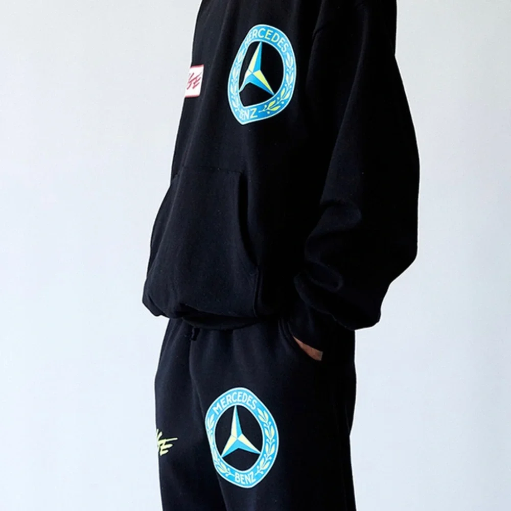 AWGE X Mercedes Benz - ASAP Mob A$AP Rocky Long Sleeve Black Pants Sweats Hoodie - Picture 7 of 8